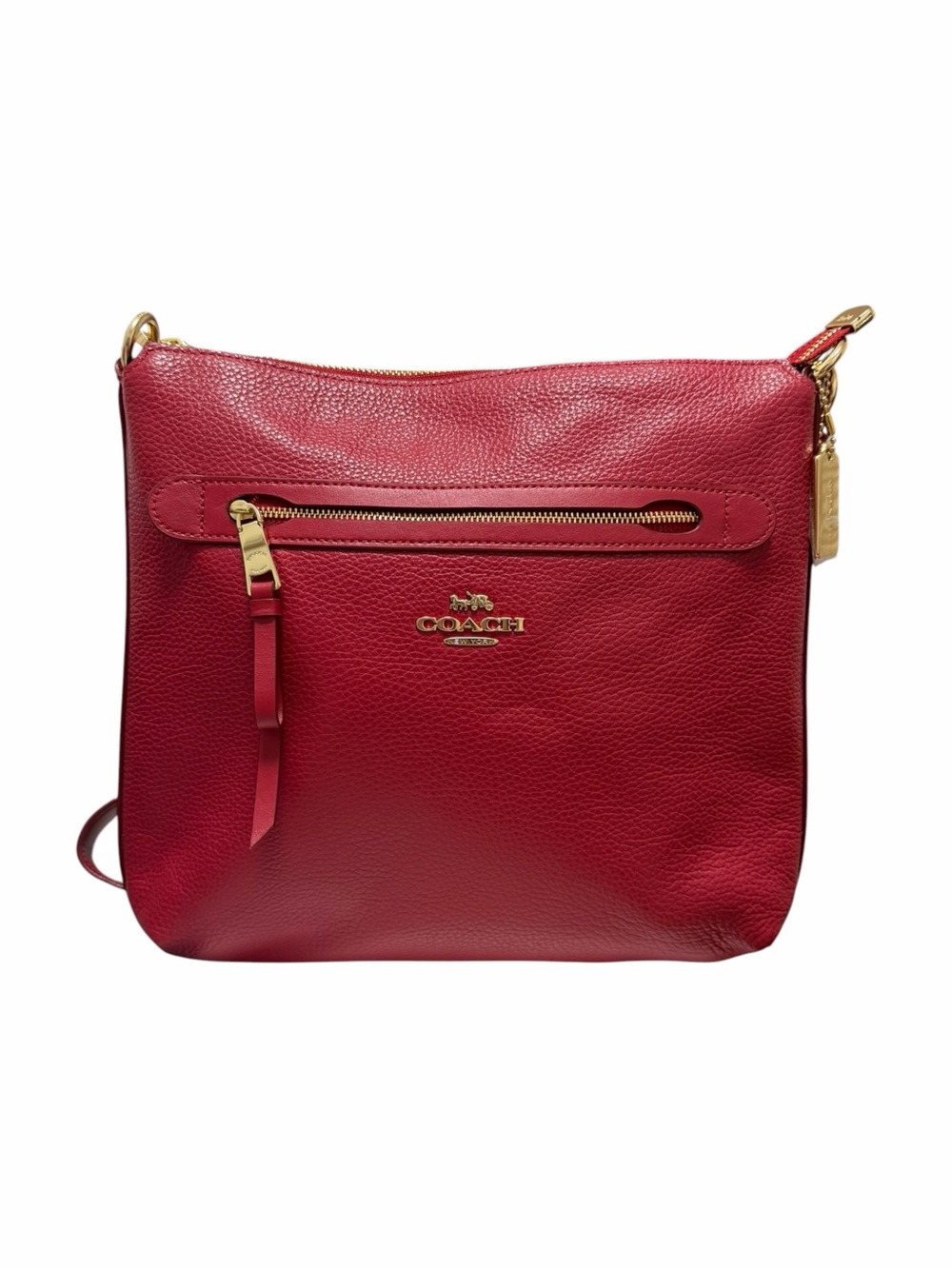 Coach Pebbled Red Leather Crossbody Handbag